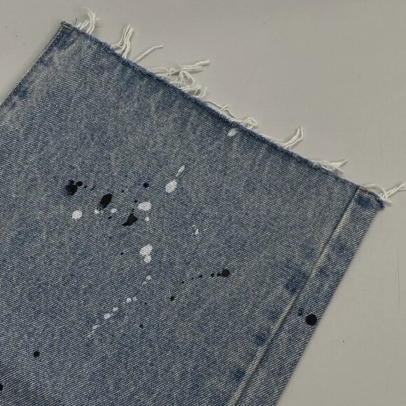 Birth Of Royal Child Men's Distressed Jeans Blue Size S – Chain Ink Print & Fray - Picture 10 of 11